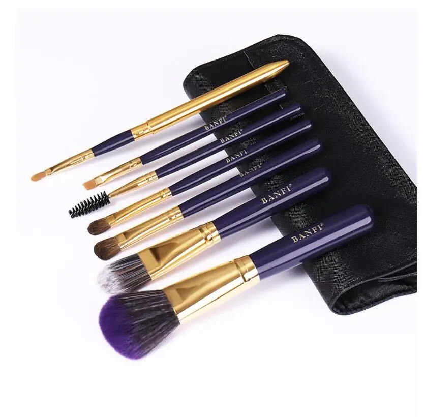 7Pcs/set Purple Makeup Brushes Set Women Beauty Cosmetic Foundation Powder Blush Eyeshadow Concealer Lip Make-up Brush Set Tools