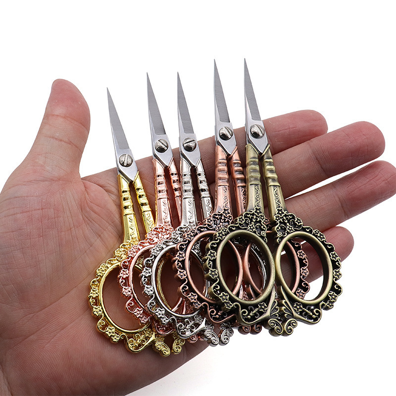  European Retro Carving Dressmaking Scissors Sewing Shears Antique Vintage Stainless Steel Scissors Tailor's Needlework Scissors 