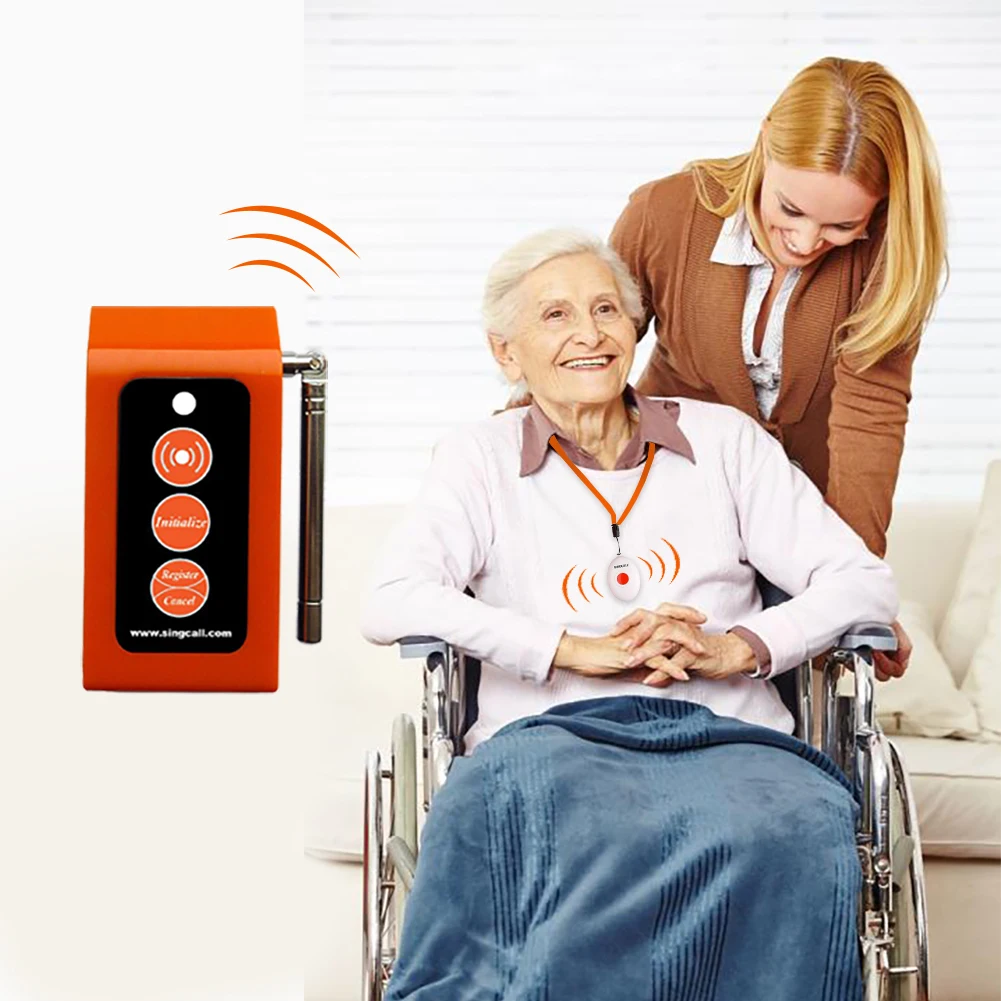 SINGCALL Wireless Medical Call Button System. Alarm Pager, Smart Caregiver Two Call Buttons & Caregiver Pager Nurse Alarm