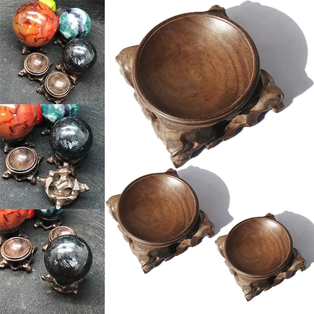 Natural Wood Display Stand Base For Crystal Ball Sphere Globe Stone Decoration Crafts Figurines Miniatures Crystal Ball Holder