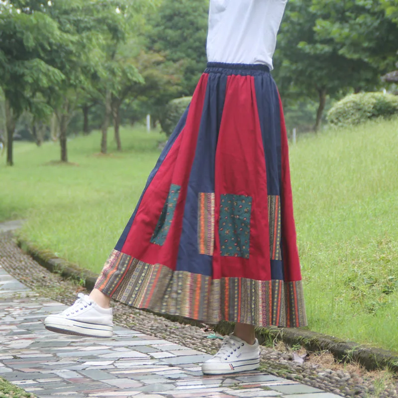 Women's Skirt 2023 Summer New Style Korean Cotton and Linen Art Pure Color Matching Wild Skirt Slim Casual Long Beach Skirt