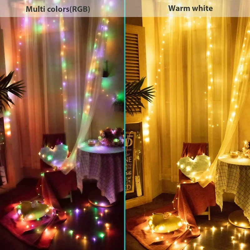 Cadena de luces LED de alambre de cobre, luces de hadas enchufables USB con Control remoto, 8 modos, temporizador de Control remoto a prueba de
