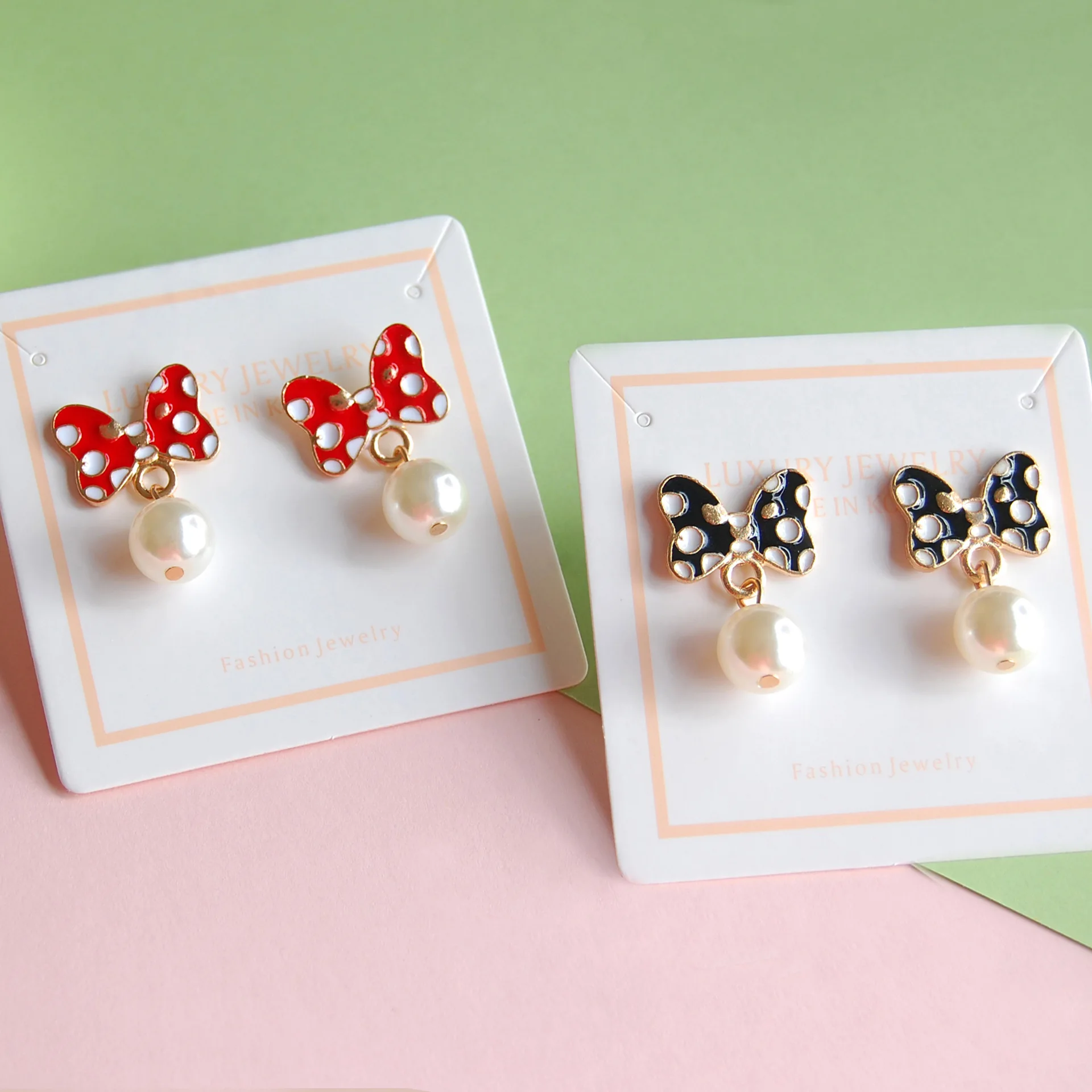 Cute Minnie Stud Earrings Wholesale Point Bow Pearl Anime Pendant Earring Gift Jewelry For Women Cartoon Charm 2022 New Gift