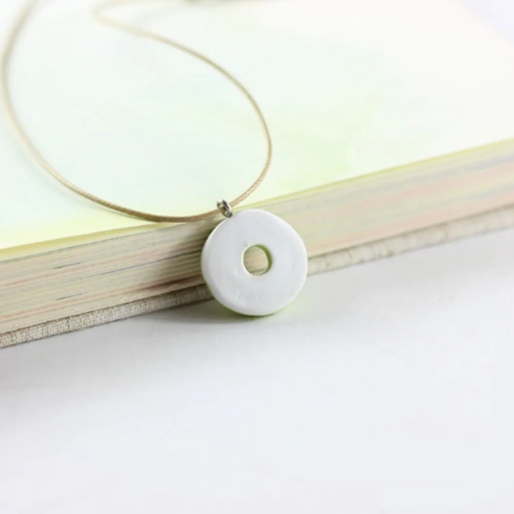 New Simple ceramic donut pendant collarbone chain necklace N305