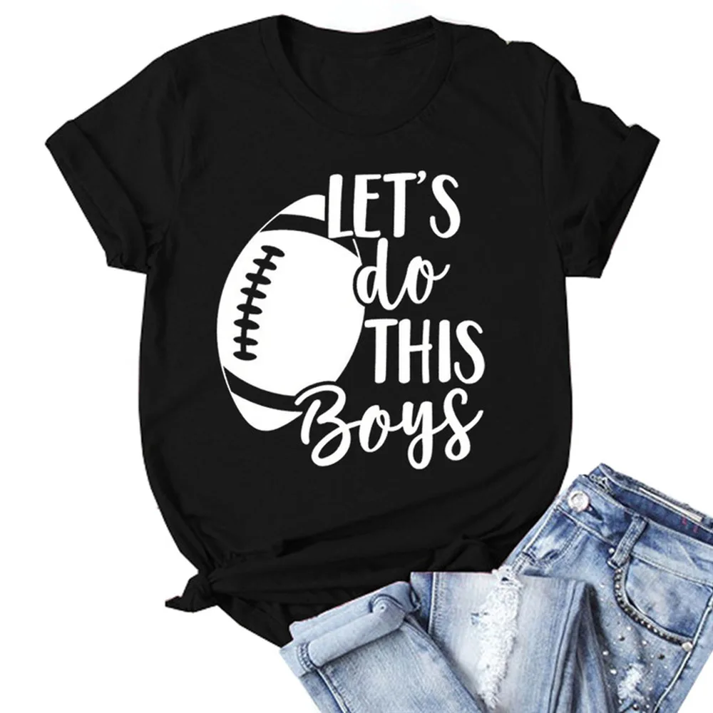 

2020 Let's Do This Boys T-Shirt Mom Shirt Cute Game Day T-Shirt Grunge Shirts Causal Workout Tops