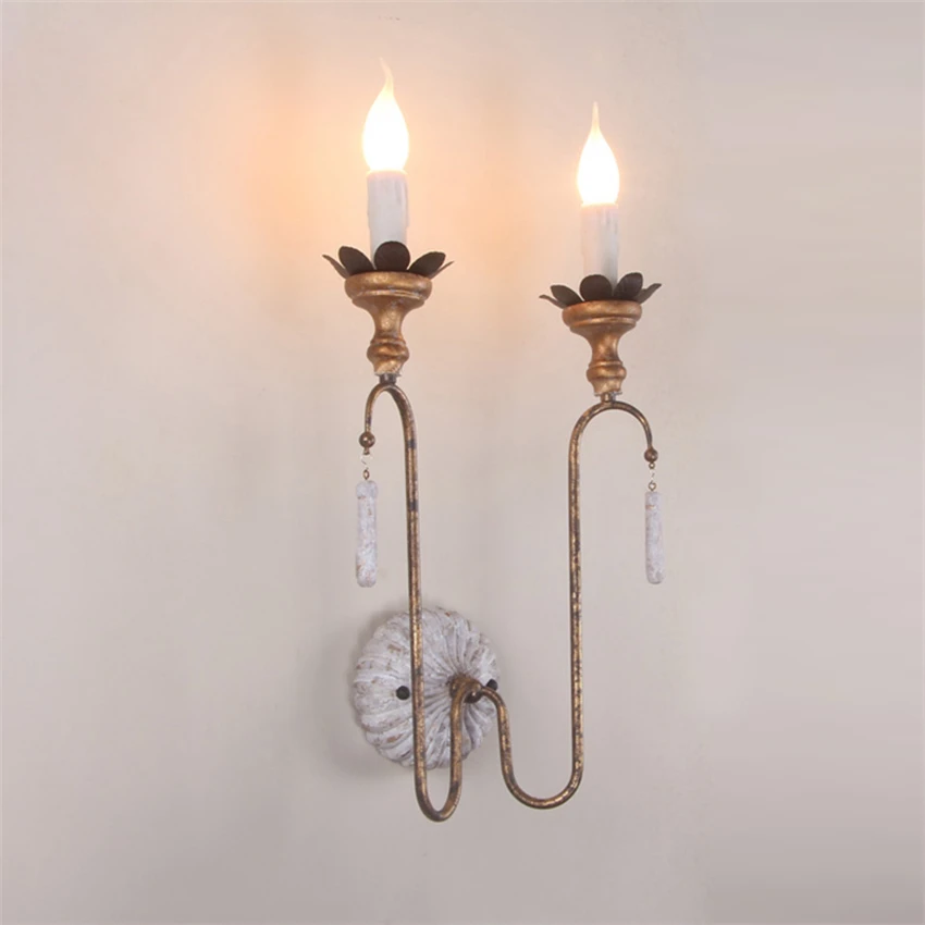 American retro iron candlestick wall lamps living room background jewelry vintage bedroom headlights long wall sconces lights