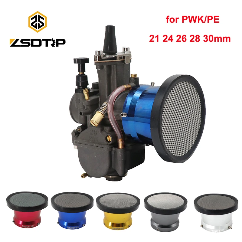 ZSDTRP 50mm Motorcycle Air Filter Wind Horn Cup Alloy Trumpet with Guaze Mesh for PWK21/24/26/28/30mm PE28/30mm Carburetor