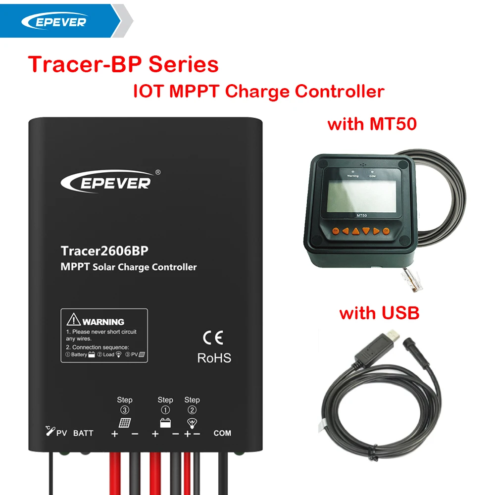 

Epever Tracer BP series IOT MPPT Charge Controller 10A 15A 12V/24V Waterproof Regulator TracerBP Lithium Battery MPPT Controller