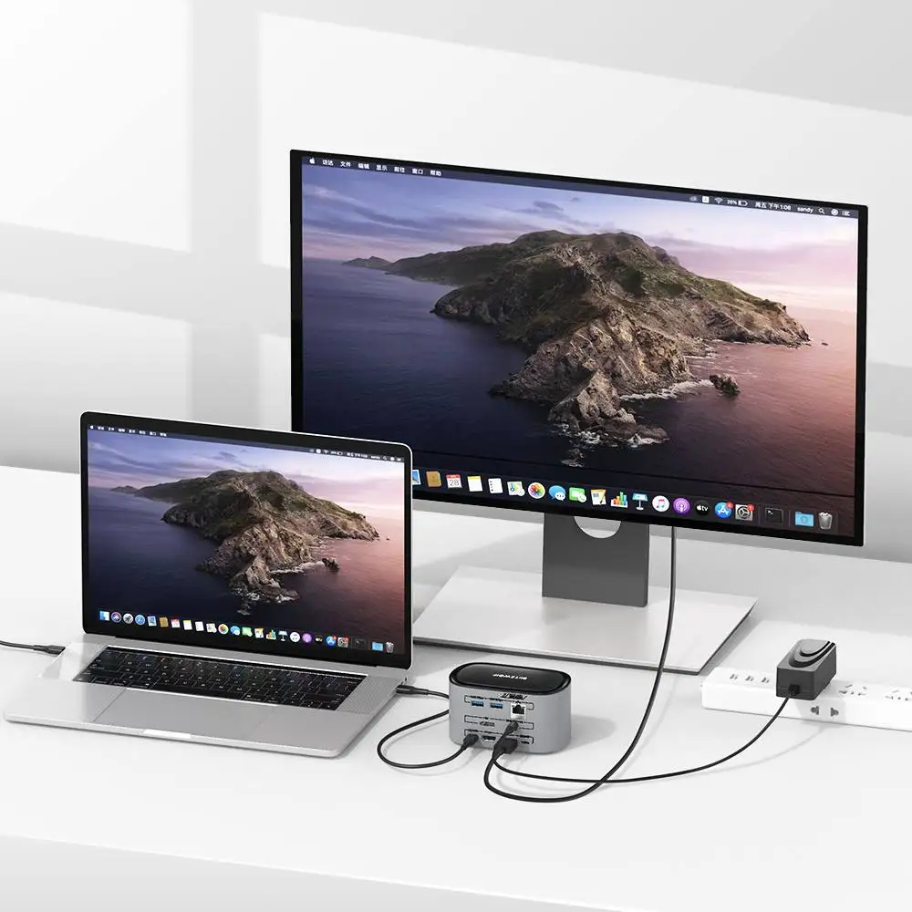 BlitzWolf BW-TH12 14-in-1 Docking Station Multiple Port USB Hub with M.2 SATA 3.0 NGFF SSD Enclosure HD 4K USB 3.0 1000Mb/s RJ45