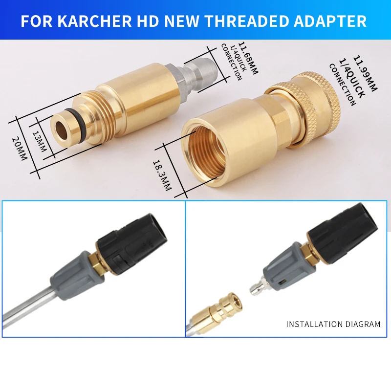 myjka cisnieniowa akcesoria samochodowe myjka samochodowa Adapter do Karcher HD myjka ciśnieniowa głowica pistoletu 1/4 Cal szybkie wtyk podłączyć