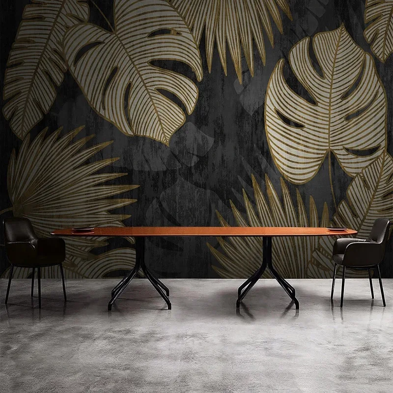 Tropical Mural Nordic Retro Light Luxury 3D Plant Leaf Wallpaper kitchen Room photo Wall pintado Painting Papel De Parede Sala