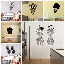 NEW ice cream Home Decorations Pvc Wall Decal For ice Cream Cake Store Removable Wall Stickers Art Decals Wallpaper