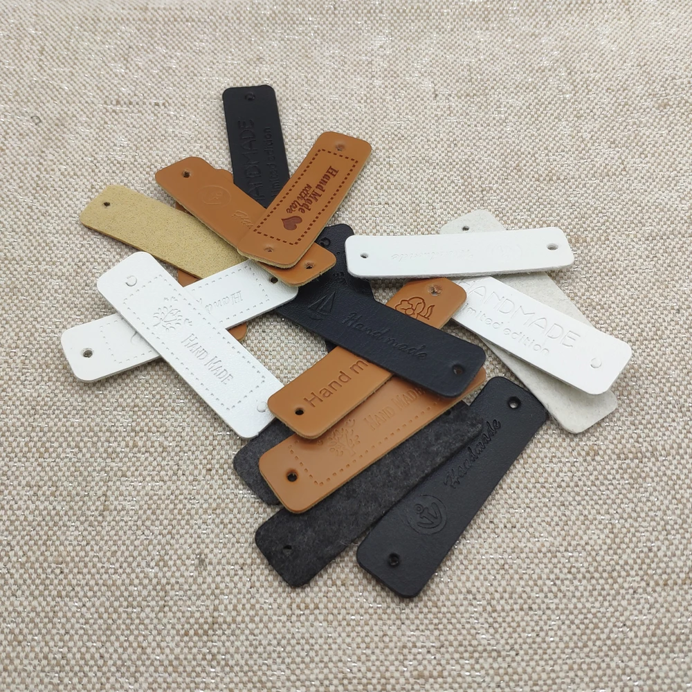 24Pcs Stock Leather Handmade Label For Clothes Hand Made Labels For Leather Handwork Sewing Tags Handmade Tag With Love