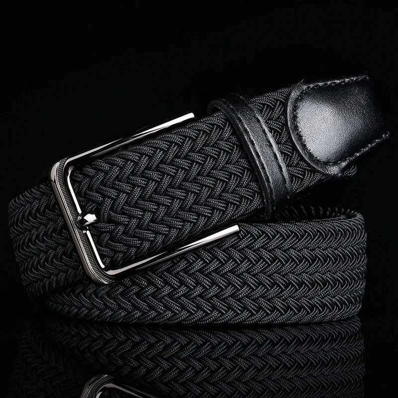 Canvas Belt Casual Men's Free Punch Pin Buckle Belt Lengthened Design 2022 New Trend Fashion Elastic Woven Elastic Pants Belt