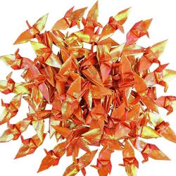 100PCS Orange Folded Origami Paper Cranes Premade Origami Cranes Wedding Baby Shower Birds Party Dove Backdrop Home Decorations