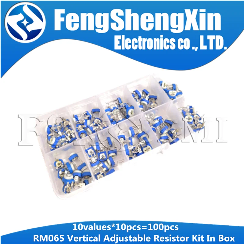 10values*10pcs=100pcs RM065 500R-1M Carbon Film Horizontal Trimpot Potentiometer Assortment Kit 500R( 1K (102)  2K 5K 100K 500K
