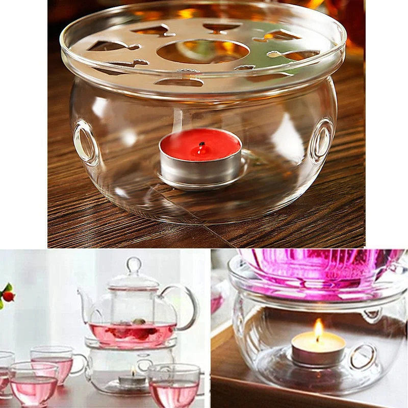 New Clear Glass Heat-Resisting Round Teapot Warmer Heater Base Candle Holder xobw