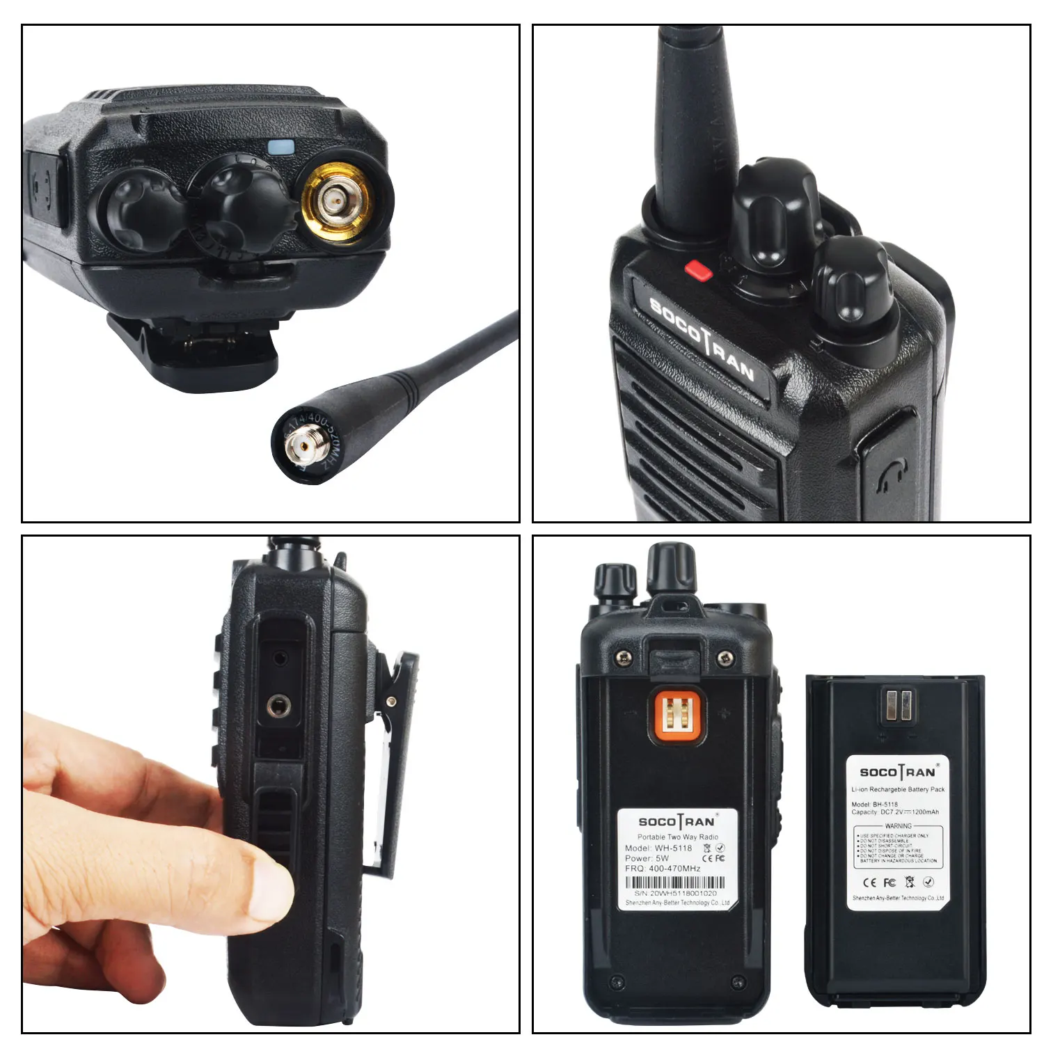 2Pcs/set Walkie Talkie WH-5118 UHF 400-470MHz Portable Ham Radio 16CH two way radio comunicacion Transceiver radio amador