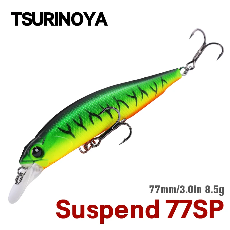 TSURINOYA 77SP Jerkbait 77mm 8.5g DW101 Suspending Minnow Pike Bass Fishing Lure 0.7-0.9m Artificial Hard Bait Wobbler Crank