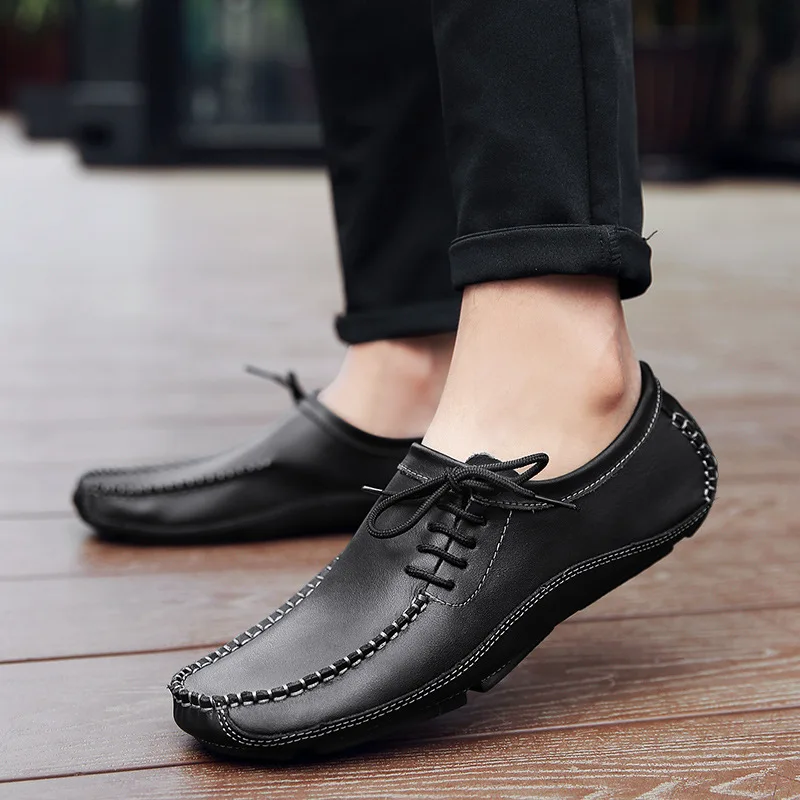 Genuine Leather Men Casual Shoes Fashion Loafers 2021 Newly High Quality Handmade Boat Shape Driving Shoes Man Zapatos De Hombre