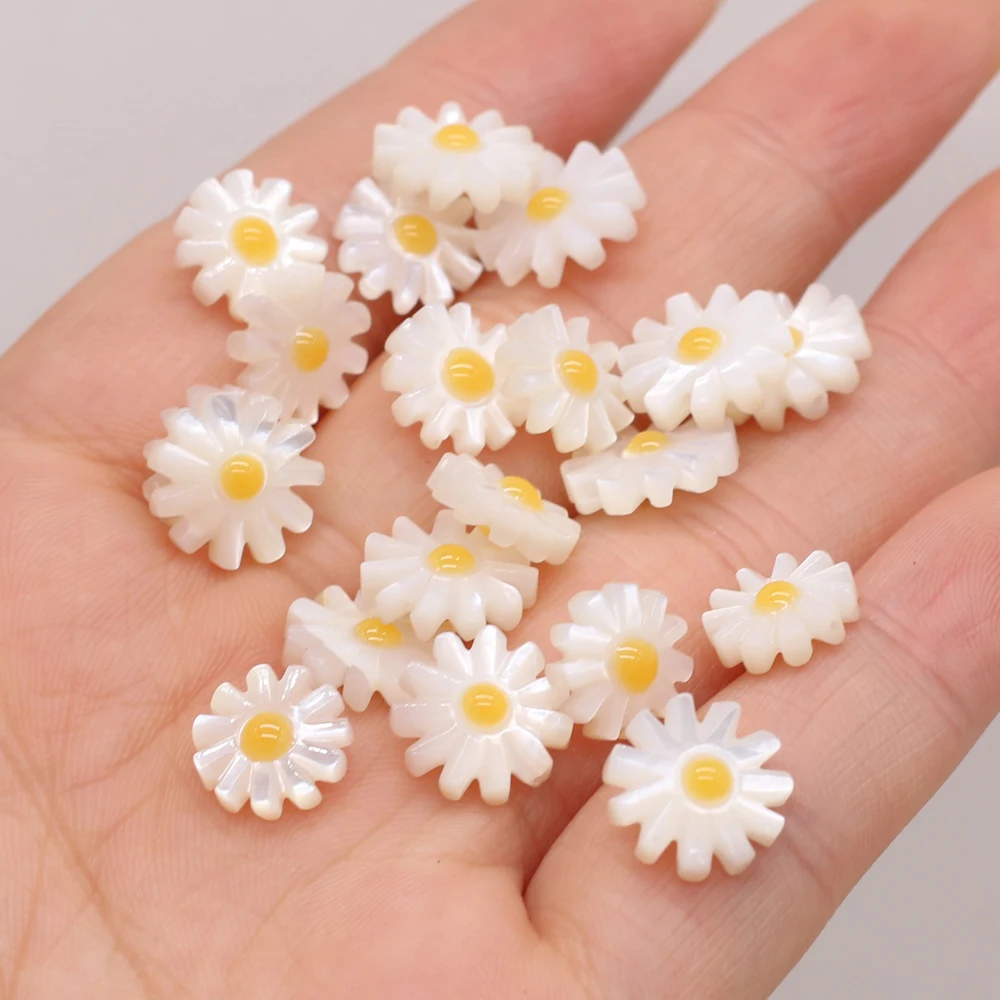 

10PC Natural Pearl Shell Beads Daisy Sunflower Sea Shell Loose Beads Jewelry Making DIY Bracelet Necklace Earring Accessories