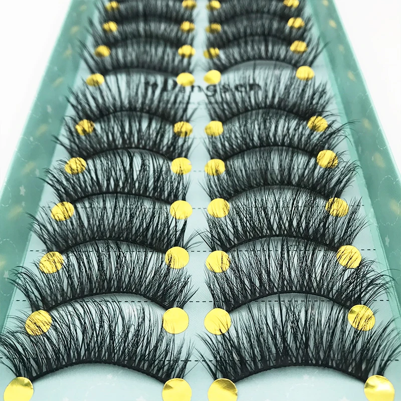 LTWEGO 5/10 Pairs Faux 3D Mink Lashes Natural False Eyelashes Dramatic Fluffy Soft Wispy Volume Cross Reusable Eyelash Makeup