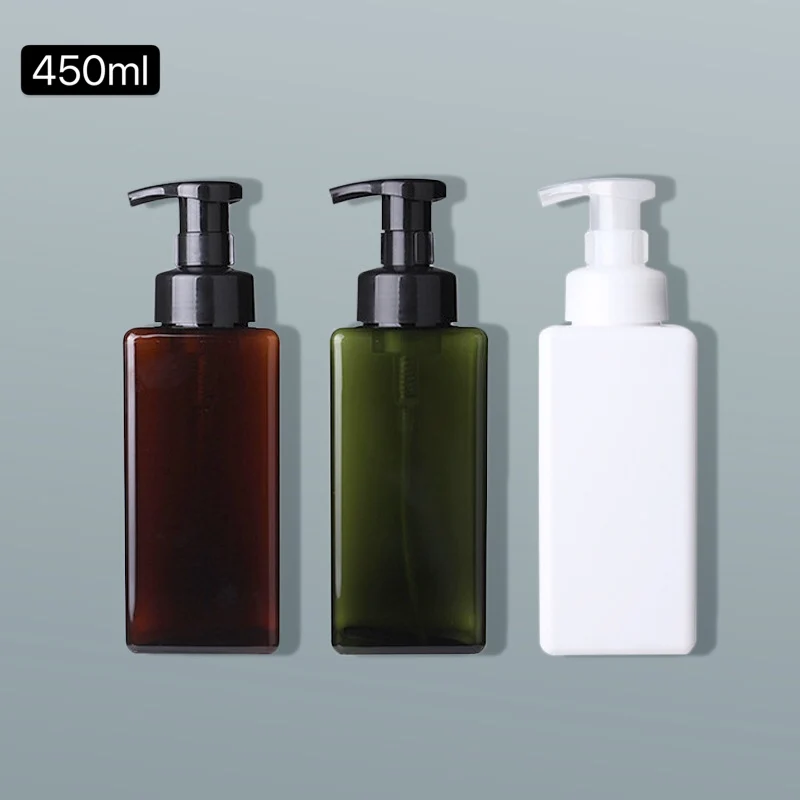 

3pcs/set 450ml Square Foaming Lotion Container Large Pump Plastic Shampoo Lotion Bottle Refillable Shower Gel Dispenser