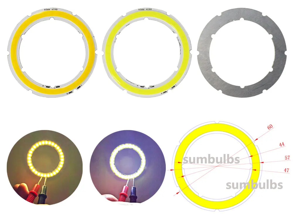 2W-12W Angel Eyes LED COB Light Source Annual Shape 12V DC 20mm-120mm COB Ring LED Cold Warm White Light Source for DIY Bulb