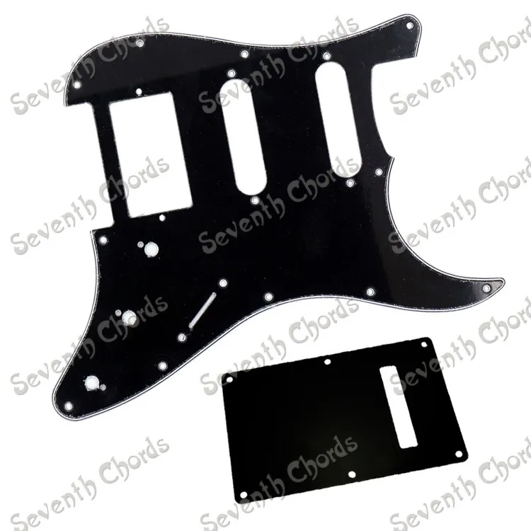 SSH 3 Ply 11 Hole ST FD Electric Guitar Pickguard and 1 Ply Guitar Backplate Back Plate Tremolo Cover - White & Black For choose