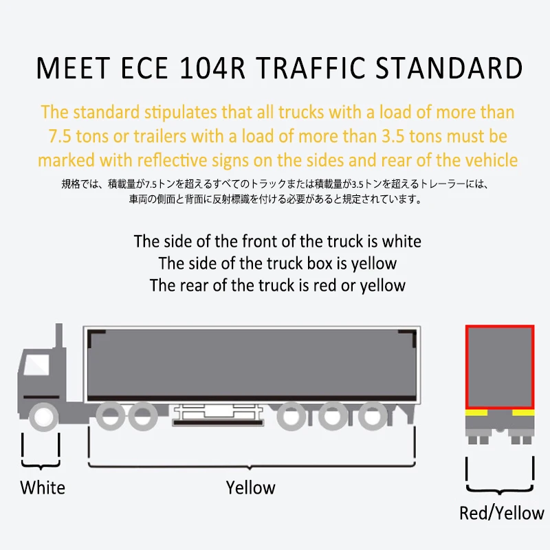 Roadstar PMMA ECE 104R Reflective Sticker Warning Tape for Truck Trailer Road Safety Aluminized High Intensity Prismatic type