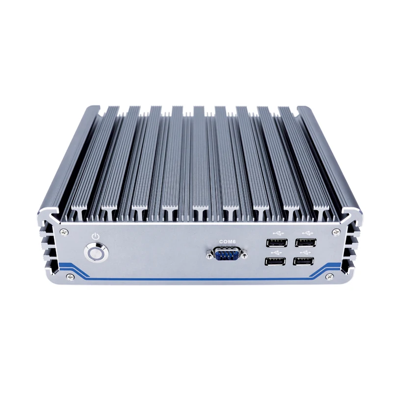 Neueste 4 * display Fanless Mini PC mit 4 * DP 6 * COM RS485/232 GPIO PS 2 * LAN AMD CPU V1605B unterstützung 4G SIM Mini Desktop PC win10