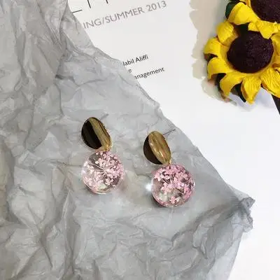 New fashion Small fresh glass ball gypsophila earrings Korean temperament wild sequin petal earrings