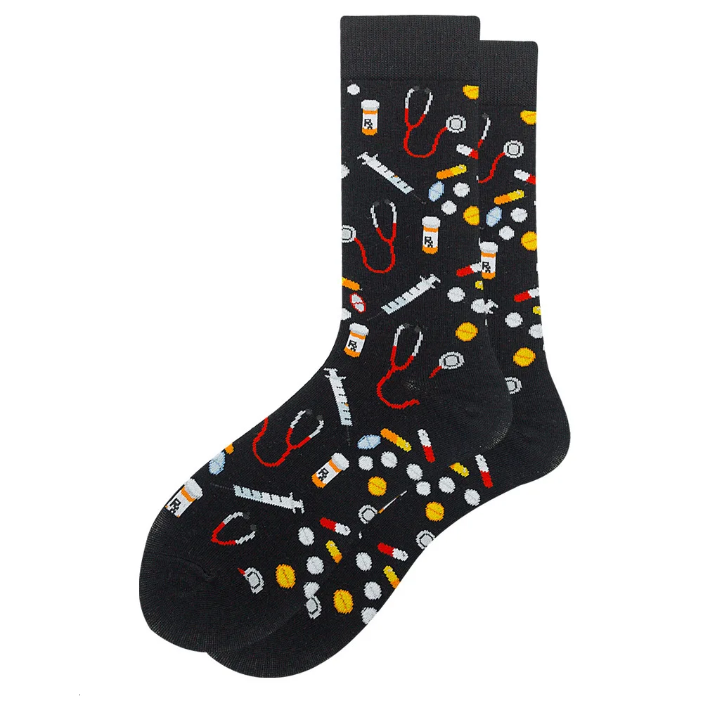 Chaussettes en coton colorées pour hommes, nouvelle collection hiver, motif de médecine mathématique, Calcetines, mode nouveauté