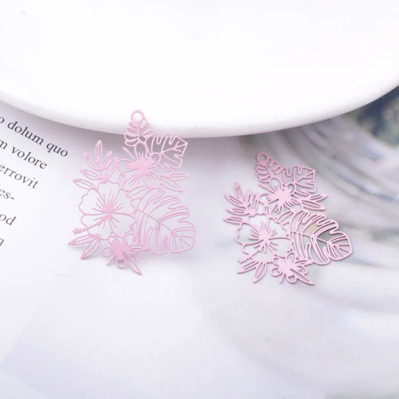 30 Stück AB6737 30*25mm Bemalte Messing-Tropenblätter-Anhänger DIY Schmuck Ohrring-Zubehör – Detail 11