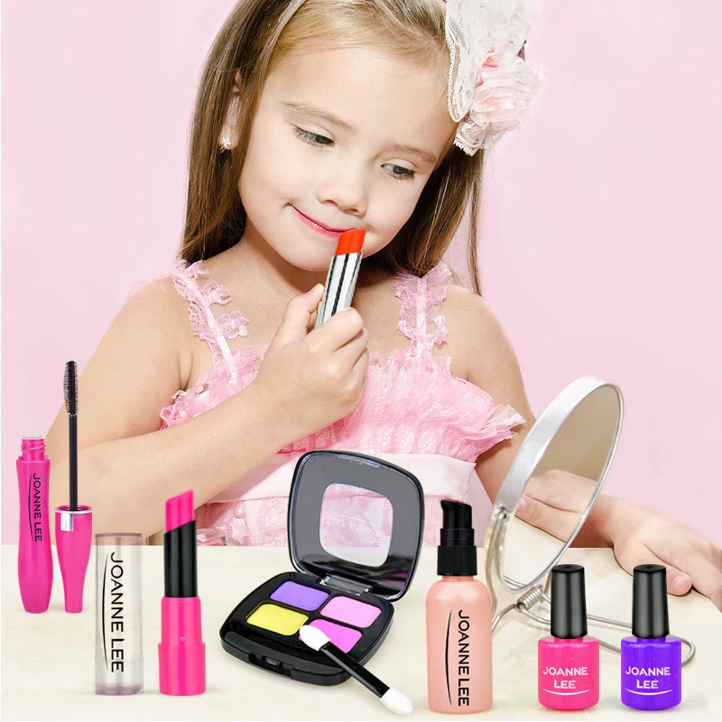 1Set Girls Pretend Play Make Up Toy Lipstick Eyeshadow Simulation Cosmetics Toy Girls Play House Princess Makeup Toy Brithday