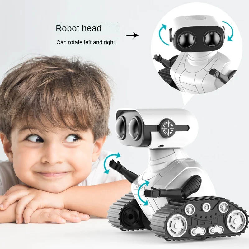 Fernbedienungsroboter mit LED-Licht, Musik abspielen, USB-Lade-Track-Modus, L12,6 cm, Geschenke für Kinder