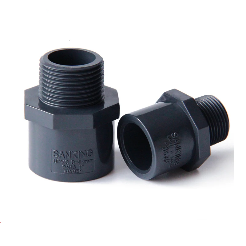 1 Chiếc Xám PVC 1/2 "~ 2" Đầu Nối 20Mm ~ 63Mm Công Nghiệp Nhựa PVC Cao Cấp ống Nước Adapter Vườn Ống Tưới Phụ Kiện