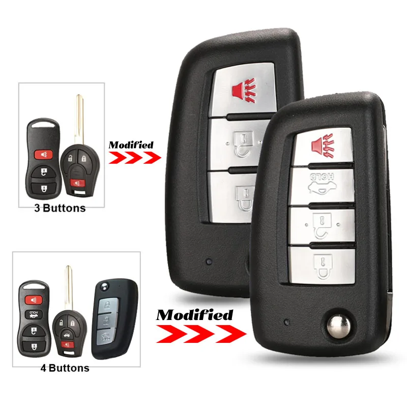 Jingyuqin Geändert Flip Fernbedienung Auto Schlüssel 315/433MHZ ID46 Für Nissan März X-trail Qashqai altima Maxima Genesis Sentra Versa Tiida – Detail 4