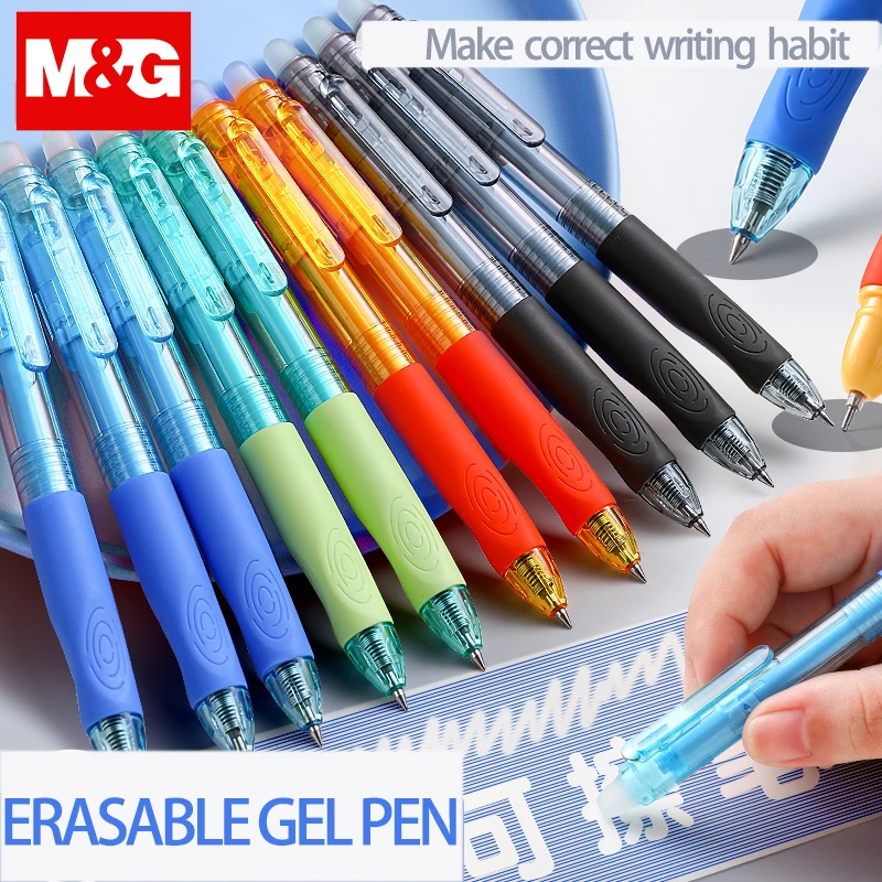 

M&G 0.5mm Magic Erasable Pen Capped / Retractable Gel Pen Black/Blue/Crystal Blue Erasable Refill Rod Gel Ink Stationery Pens