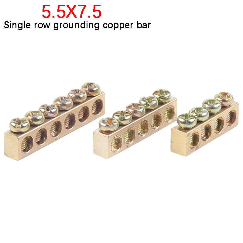 

1pcs Copper terminal wiring distribution box grounding brass connection row zero bar 5.5x7.5