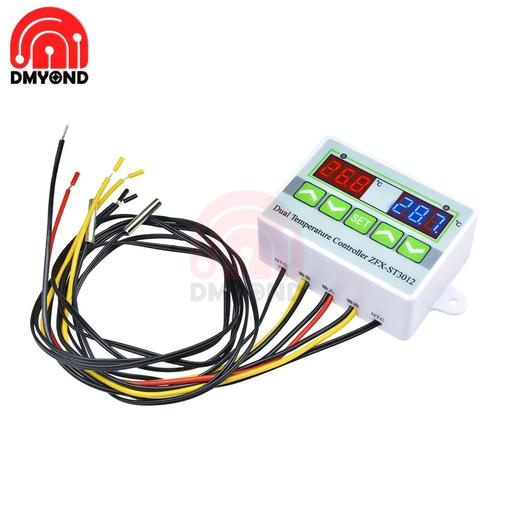 ST3012 Digital LED Dual Thermometer Temperature Controller Thermostat Incubator Control Microcomputer Dual NTC