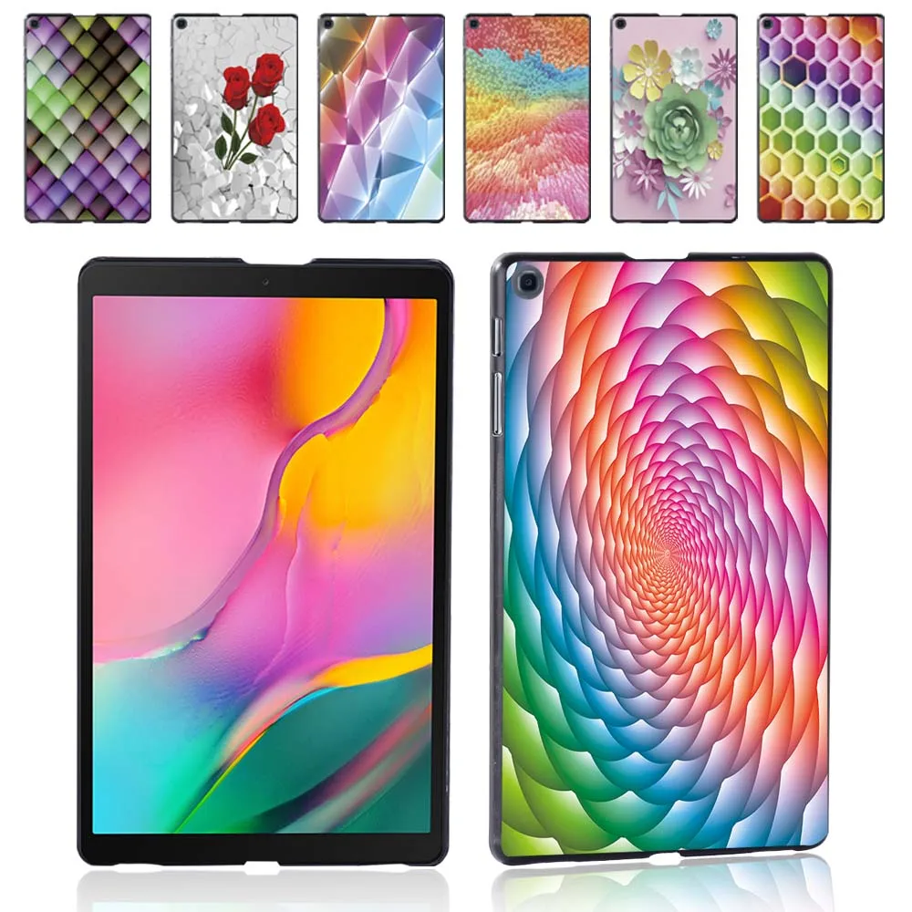 Tablet Case for Samsung Galaxy Tab A 10.1 Inch 2019 T510/T515 3D Printed Casual Plastic Hard Back Shell Cover + Free Stylus