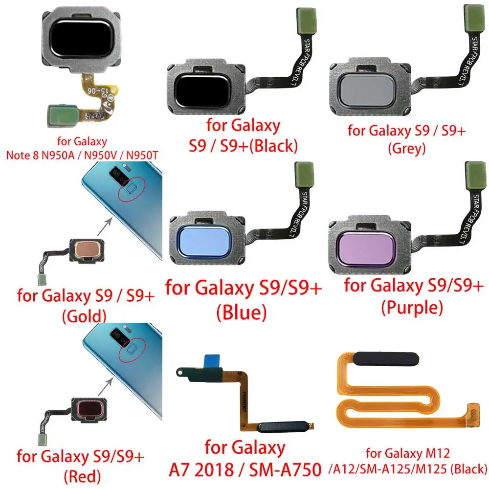 Fingerprint Sensor Flex Cable for Galaxy Note 8 N950A/N950V/N950T/S9/S9 Plus A7 2018/SM-A750/M12/A12/SM-A125/M125