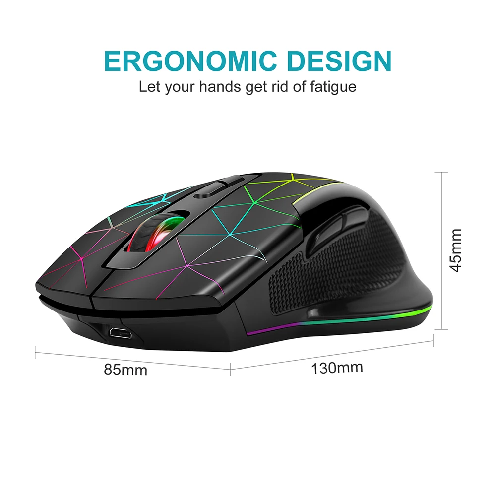 2.4GHz Wireless Mouse Charging Luminous USB Mouse Gamer RGB LED Office Quiet Portable Mouse For Tablet Phone PC Laptop 3200DPI