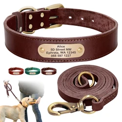 Guinzaglio per collare per cani in vera pelle Set collari per cani personalizzati in vera pelle guinzagli personalizzati per cani di taglia medio-piccola Pitbull