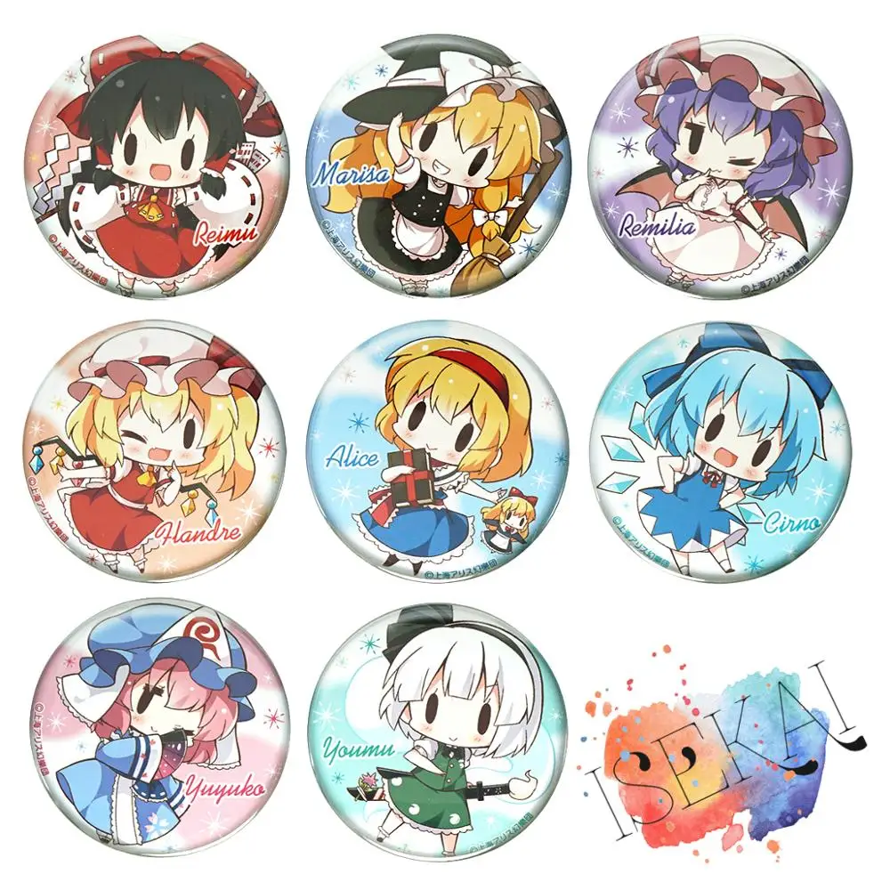 TouHou Project Anime Metal Badge Reimu Marisa Remilia Flandre Yuyuka Youmu Cirno Tōhō Project Metal Badge Pins