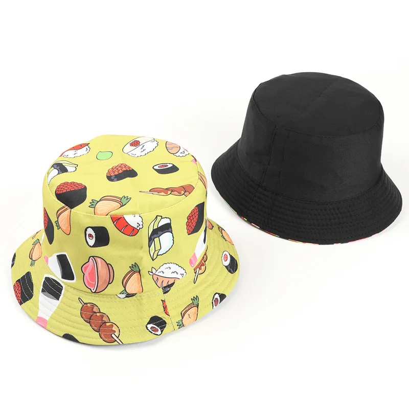 2020 Four Seasons Cotton Ice Cream Cake Print Bucket Hat Fisherman Hat Outdoor Travel Cap for Men and Women 296