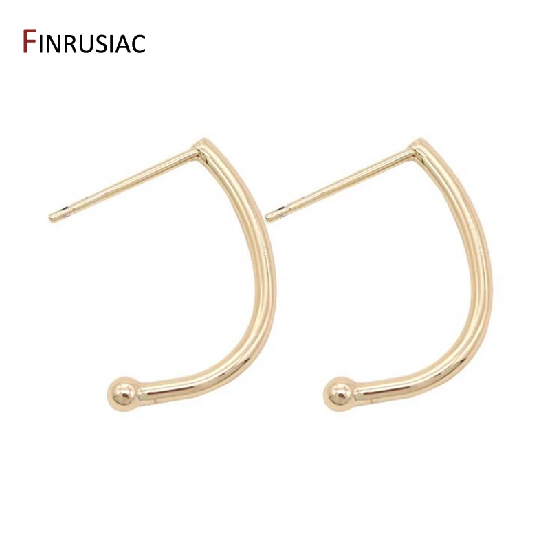 2022 New diy earring jewelry accessories high quality brass metal plated 14k gold plated simple european semi-curved earrings