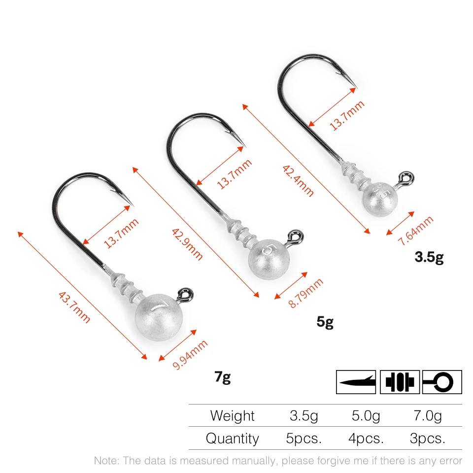 TSURINOYA Jig Head de anzuelo afilado para vinilo – cabeza redonda - imagen 4