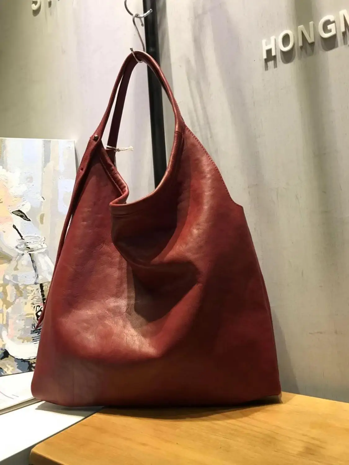 Vendange individuality simple shoulder bag genuine leather handmade women bag 2580